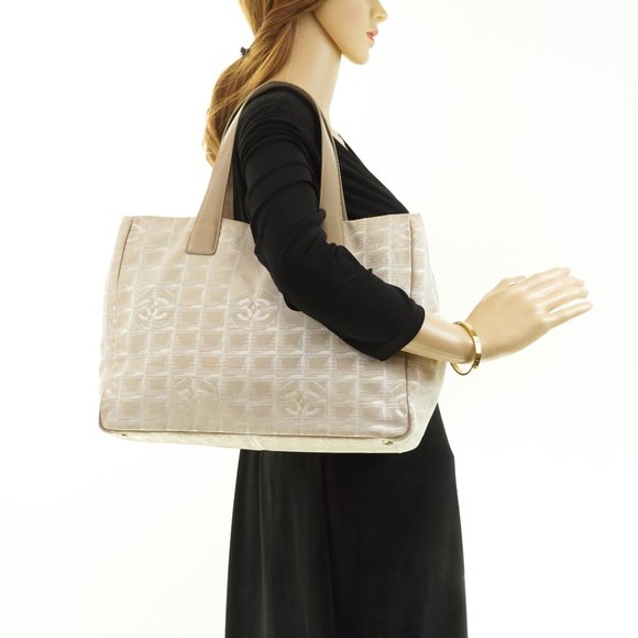 Auth Chanel Travel Line Tote Bag Nylon #26990C12 - Picture 2 of 14